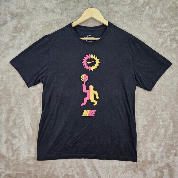 Nike Dri-Fit T-Shirt Men's Size L Black Festival Basketball Short Sleeve Tee - Picture 1 of 10